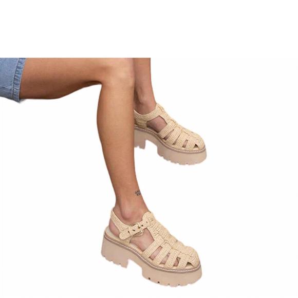 NEW DOLCE VITA women's lasly knit sandals in natural - Picture 3 of 3